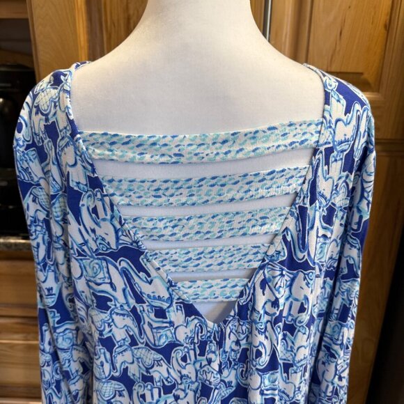 Lilly Pulitzer Ophelia Swing Dress Get Trunky Elephants L EUC - Picture 4 of 13
